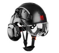 Set de casques de sécurité Mustbau, EN397 casque de protection avec protection des oreilles et du visage, serre-tête réglable de 53 à 63 cm, matériau ABS durable