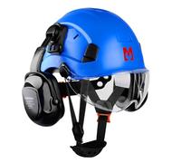 Set de casques de sécurité Mustbau, EN397 casque de protection avec protection des oreilles et du visage, serre-tête réglable de 53 à 63 cm, matériau ABS durable
