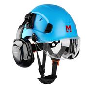 Set de casques de sécurité Mustbau, EN397 casque de protection avec protection des oreilles et du visage, serre-tête réglable de 53 à 63 cm, matériau ABS durable