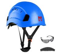 Mustbau Casque de Sécurité, Casques de Protection EN397 avec Lunettes Antibuée, 53 à 63 cm Tour de Tête Réglable, Matériau ABS Résistant pour Hommes Femmes - Bleu Marine