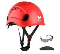 Mustbau Casque de Sécurité, Casques de Protection EN397 avec Lunettes Antibuée, 53 à 63 cm Tour de Tête Réglable, Matériau ABS Résistant pour Hommes Femmes - Rouge