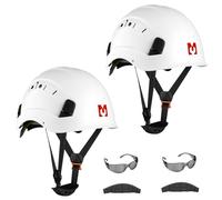 Mustbau Casque de Sécurité, Casques de Protection EN397 avec Lunettes Antibuée, 53 à 63 cm Tour de Tête Réglable, Matériau ABS Résistant pour Hommes Femmes