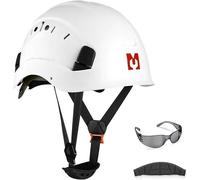 Mustbau Casque de Sécurité, Casques de Protection EN397 avec Lunettes Antibuée, 53 à 63cm Tour de Tête Réglable