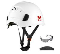 Mustbau Casque de Sécurité, Casques de Protection EN397 avec Lunettes Antibuée, 53 à 63cm Tour de Tête Réglable, Matériau ABS Résistant Pour Hommes Femmes - Blanc