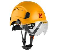 Mustbau Casque de sécurité, EN397 Casques de protection avec bandeau de transpiration et visière, 53 à 63cm Tour de tête réglable, matériau ABS résistant Pour hommes femmes