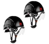 Mustbau Casque de Sécurité, Casques de Protection EN397 avec Visière et Bandeau Absorbant, 53 à 63 cm Tour de Tête Réglable, Matériau ABS Résistant pour Hommes Femmes