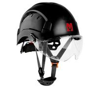 Mustbau Casque de sécurité, EN397 Casques de protection avec bandeau de transpiration et visière, 53 à 63cm Tour de tête réglable, matériau ABS résistant Pour hommes femmes