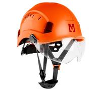 Mustbau Casque de Sécurité, Casques de Protection EN397 avec Visière et Bandeau Absorbant, 53 à 63 cm Tour de Tête Réglable, Matériau ABS Résistant pour Hommes Femmes - Orange