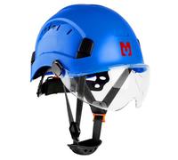 Mustbau Casque de Sécurité EN397 avec Visière et Bande Anti-Sueur Réglable 53-63 cm en ABS pour Hommes et Femmes, Bleu Foncé