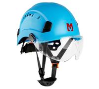Mustbau Casque de sécurité, EN397 Casques de protection avec bandeau de transpiration et visière, 53 à 63cm Tour de tête réglable, matériau ABS résistant Pour hommes femmes