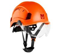 Mustbau Casque de sécurité, EN397 Casques de protection avec bandeau de transpiration et visière, 53 à 63cm Tour de tête réglable, matériau ABS résistant Pour hommes femmes