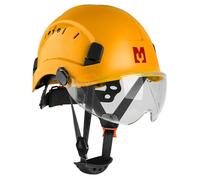 Mustbau Casque de sécurité, EN397 Casques de protection avec bandeau de transpiration et visière, 53 à 63cm Tour de tête réglable, matériau ABS résistant Pour hommes femmes