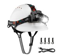 Mustbau Casque de Sécurité EN397, Casque avec LED Lampe Frontale avec Détecteur de Geste, 10W Lampe Super Lumineuse Convient pour Chantiers, Travail de Nuit, Pêche