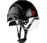 Mustbau Casque de sécurité, EN397 Casques de protection avec bandeau de transpiration et visière, 53 à 63cm Tour de tête réglable, matériau ABS résistant Pour hommes femmes