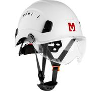 Mustbau Casque de sécurité, EN397 Casques de protection avec bandeau de transpiration et visière, 53 à 63cm Tour de tête réglable, matériau ABS résistant Pour hommes femmes