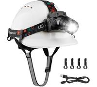 Mustbau Casque de Sécurité EN397 - LED - Travail de Nuit - Pêche - Blanc
