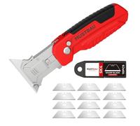 Mustbau Couteau Pliant Professionnel, Couteau Universel avec 10 Lames Supplémentaires en SK5, Outil idéal en Aluminium Pour Couper (Avec Changement Rapide et Verrouillage de la Lame)