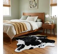 MustMat Joli Tapis imprimé Vache Noir et Blanc en Cuir de Vache synthétique pour la Maison, 1,5 x 1,8 m