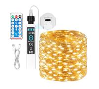 MUSUNIA Guirlande lumineuse rechargeable à piles, lumières scintillantes avec télécommande et minuteur - Guirlande lumineuse LED blanc chaud pour chambre à coucher, camping, bricolage, mariage