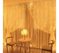 MUSUNIA light chain rideau lumineux intérieur USB 2x2m 200led chaîne lumineuse, 10 crochets fenêtre rideau lumineux pour chambre à coucher fenêtre partie (blanc chaud)
