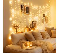 MUSUNIA Rideau lumineux d'intérieur USB 1 x 1 m 100 LED avec 10 crochets pour fête sur fenêtre de chambre (blanc chaud)