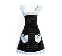 Musuntas Joli tablier de cuisine avec 2 poches de bowknot (noir + blanc)