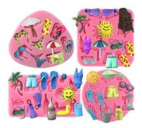 Musykrafties Plage Vacances Fondant Moule Silicone pour Petit gâteau Décoration, Argile Crafting - 147 255 634 770 Plage Ensemble 4-temps