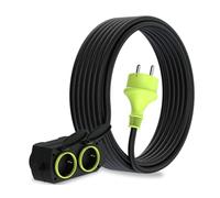 MutecPower 10m Rallonge avec 4 prises Schuko pour usage extérieur Câble étanche IP44 H05RR-F3G1,5 mm 4 prises contact de protection Prolongateur électrique pour l'extérieur 4 voies 10 mètres noir/vert