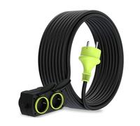 MutecPower 15m Rallonge avec 4 prises Schuko pour usage extérieur Câble étanche IP44 H05RR-F3G1,5 mm 4 prises contact de protection Prolongateur électrique pour l'extérieur 4 voies 15 mètres noir/vert