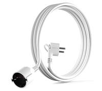 MutecPower 2m Rallonge Schuko avec fiche Plate coudée à 90° avec Contact de Protection jusqu'à 250V 16A rallonge de câble IP20 avec Contacts de Terre - Prolongateur de 2 mètres Blanc