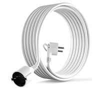 MutecPower 5m Rallonge Schuko avec fiche Plate coudée à 90° avec Contact de Protection jusqu'à 250V 16A rallonge de câble IP20 avec Contacts de Terre - Prolongateur de 5 mètres Blanc