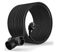 MutecPower Prolongateur de 20 mètres Rallonge schuko avec 3 Prises Schuko coudée à 90° - jusqu'à 250V 50Hz 16A IP20 - Longueur 20m Noir