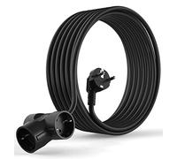 MutecPower Prolongateur de 5 mètres Rallonge schuko avec 3 Prises Schuko coudée à 90° - jusqu'à 250V 50Hz 16A IP20 - Longueur 5m Noir
