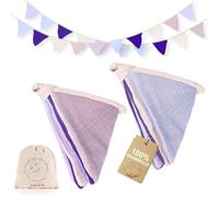 MutoToy® 2 pièces Guirlande de Fanions pour Chambre d'enfant, Guirlande en Tissu de 2,7 m, Decoration Chambre Enfant pour Hambre d'enfant, Chambre de bébé, Fête d'anniversaire (Violet)