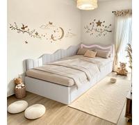 Mutuolux Lit Coffre Fille 90 x 200 cm avec Lampes LED,Lit Simple pour Enfant et Fonction Hydraulique,Sommier à Lattes,Velours(sans Matelas)
