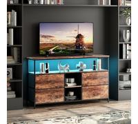 Mutuolux Meuble TV, Buffet Cuisine, Commode Chambre, Étagères et Tiroirs Amovibles, Tissu ambré Vintage, Tablette de Rangement Multifonction, Pieds Réglables,137x29.8x78cm