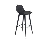 Muuto Bar Fibre Tabouret m.Wood de Base et Le Dossier Noir/ Noir H97.5 cm