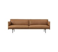 Muuto Canapé Outline 3 places cuir Cognac-pieds noirs