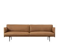 Muuto Canapé Outline 3 places cuir Cognac-pieds noirs