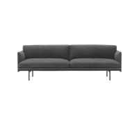 Muuto Canapé Outline 3 places cuir Grace leather Camel-svarta ben