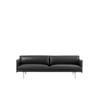 Muuto Canapé Outline 3 places cuir Refine noir- pieds en aluminium