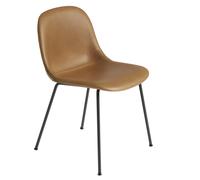 Muuto Chaise d’appoint Fiber Refine leather cognac-Black