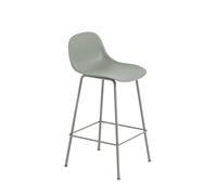 Muuto Chaise de bar Fiber Tube à dossier 65 cm dusty green