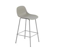 Muuto Chaise de bar Fiber Tube à dossier 65 cm gris