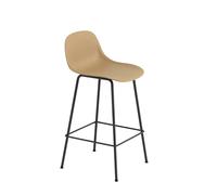 Muuto Chaise de bar Fiber Tube à dossier 65 cm Ochre-Black (plastic)