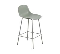Muuto Chaise de bar Fiber Tube à dossier 75 cm Dusty green