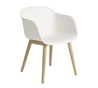 Muuto Chaise Fiber Chair avec accoudoir et pieds en bois Natural white-Oak