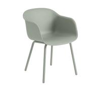 Muuto Chaise Fiber Outdoor avec pieds en acier Dusty green