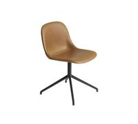 Muuto Chaise Fiber Side - Base pivotante - Cuir cognac - Structure noire