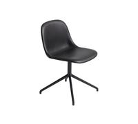 Muuto Chaise Fiber Side - Base pivotante - Cuir noir - Structure noire